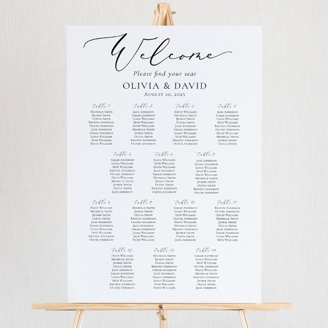 Elegant Script 14 Tables Welcome Seating Chart Foam Board (Creator Uploaded)