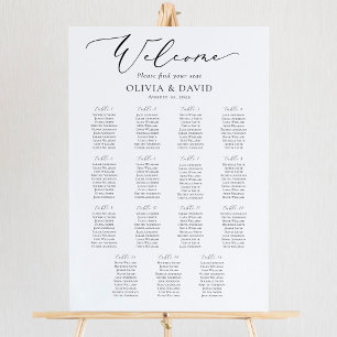 Elegant Script 15 Tables Welcome Seating Chart Foam Board