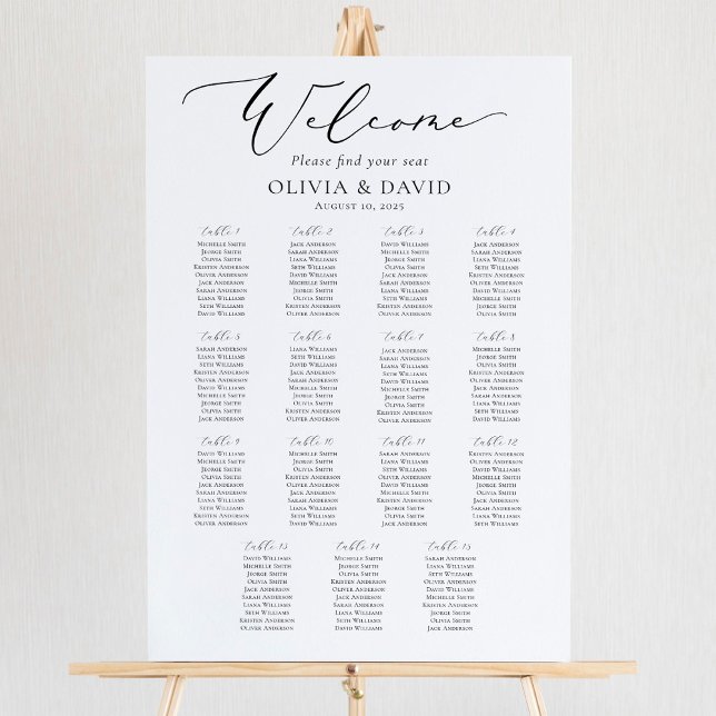 Elegant Script 15 Tables Welcome Seating Chart Foam Board (Creator Uploaded)