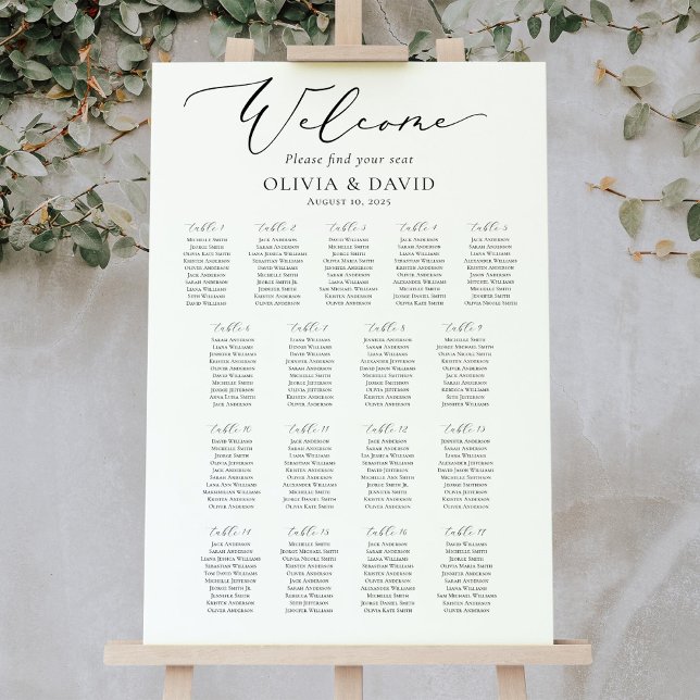 Elegant Script 17 Tables Welcome Seating Chart Foam Board (Creator Uploaded)