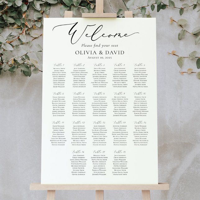 Elegant Script 18 Tables Welcome Seating Chart Foam Board (Creator Uploaded)