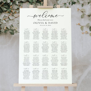 Elegant Script 20 Tables Welcome Seating Chart Foam Board