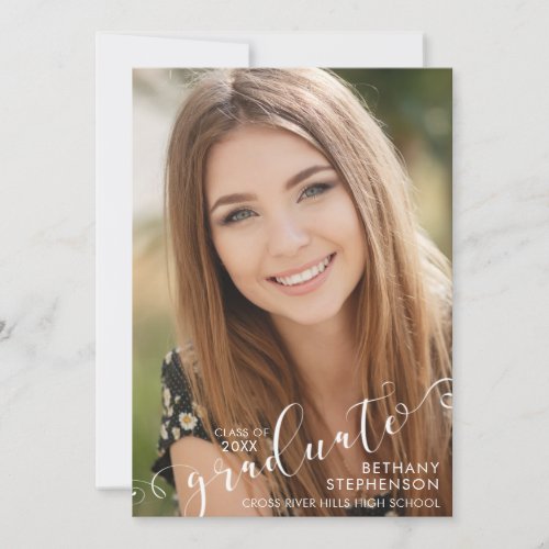 Elegant Script 2 Photo Graduation Announcement