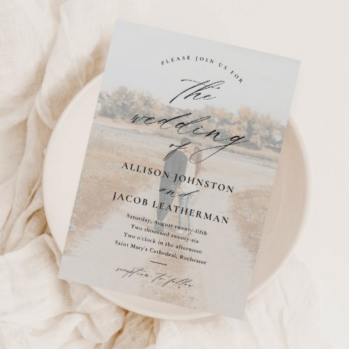 Elegant Script 2 Photo Overlay Wedding  Invitation