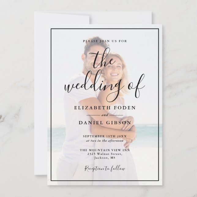 Elegant Script 2 Photo Wedding Invitation (Front)