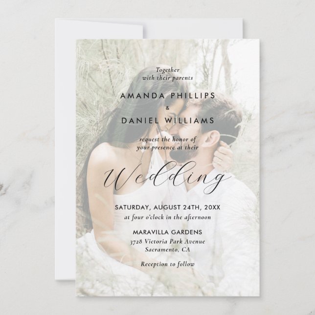 Elegant Script 2 Photo Wedding Invitation (Front)