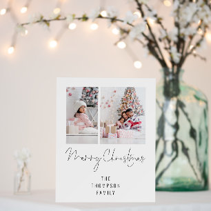 Elegant Script 2 Photos Name Merry Christmas Foam Board