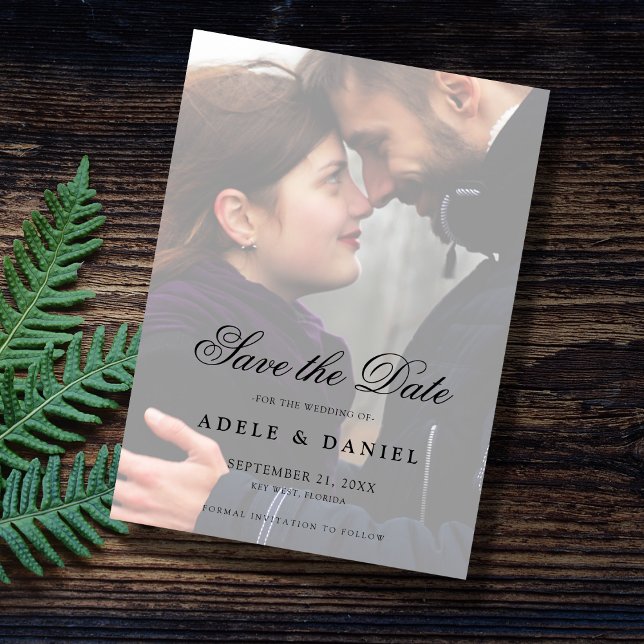 Elegant Script 2 Sided Photo Save the Date Wedding (Creator Uploaded)