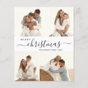 Elegant Script 4 Photo Christmas Holiday Card