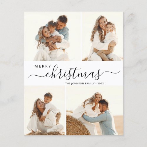 Elegant Script 4 Photo Christmas Holiday Card