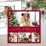 Elegant Script 4 Photo Collage Christmas Holiday C Card<br><div class="desc">Elegant Calligraphy Modern Burgundy and Gold 4 Photo Collage Merry Christmas Script Holiday Card. This festive, minimalist, whimsical four (4) photo holiday card template features a pretty photo collage and says „Merry Christmas”! The „Merry Christmas” greeting text is written in a beautiful hand lettered swirly swash-tail font type in gold...</div>