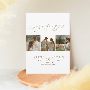  Elegant Script 4 Photo Wedding Save the Dates  Date