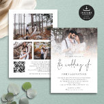 Elegant Script 4 Photos Overlay QR Code Wedding  Invitation<br><div class="desc">Elegant Script 4 Photos Overlay QR Code Wedding Invitation. Add your QR code to your wedding website on the back so your guests can RSVP and see all the details online without the need for separate enclosures. An informal set typography in black for the main heading the Wedding Of complementing...</div>