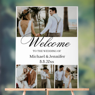 elegant script 4 photos stylish wedding welcome acrylic sign