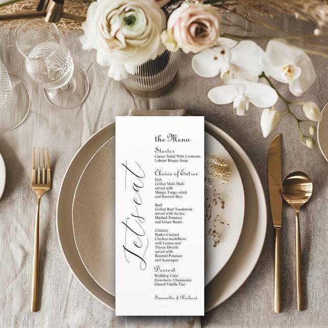 Elegant Script 4x9" Wedding Bridal Table Menu  (Creator Uploaded)