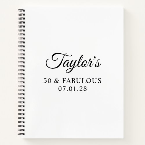 Elegant Script 50  Fabulous Guest Notebook
