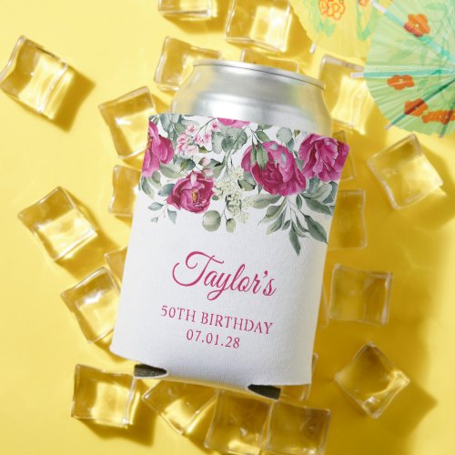 Elegant Script 50th Birthday Can Cooler