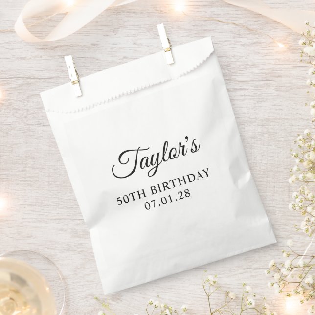 Elegant Script 50th Birthday Favor Bag (Clipped)