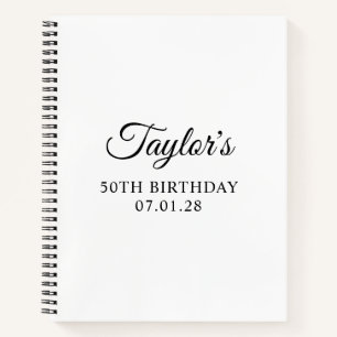 Elegant Script 50th Birthday Guest Notebook