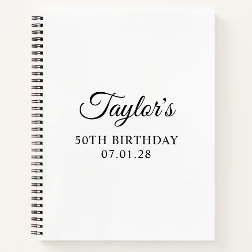 Elegant Script 50th Birthday Guest Notebook