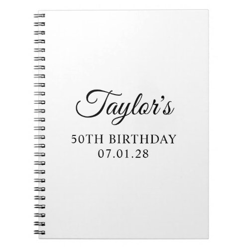 Elegant Script 50th Birthday Guest Notebook