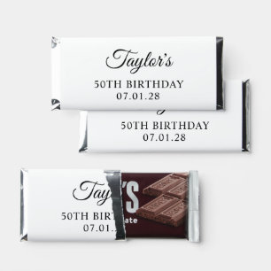 Elegant Script 50th Birthday Hershey Bar Favors