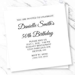 Elegant Script 50th Birthday Invitation