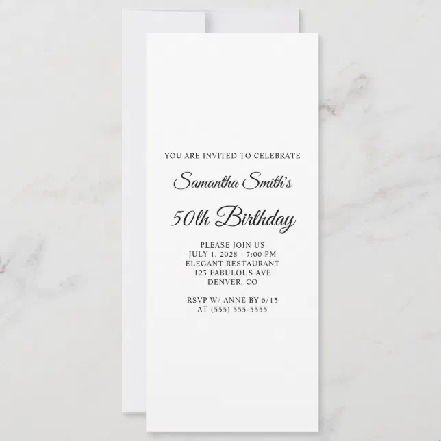 Elegant Script 50th Birthday Invitation | Zazzle