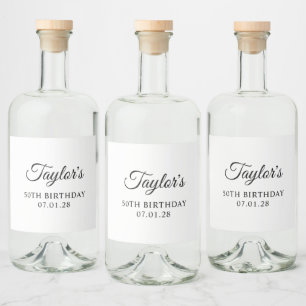 Elegant Script 50th Birthday Liquor Bottle Label
