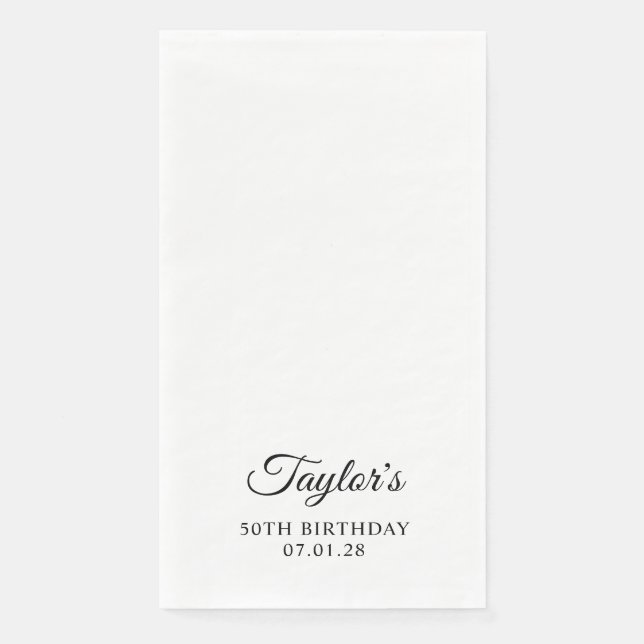 Elegant Script 50th Birthday Paper Guest Towels (Front)