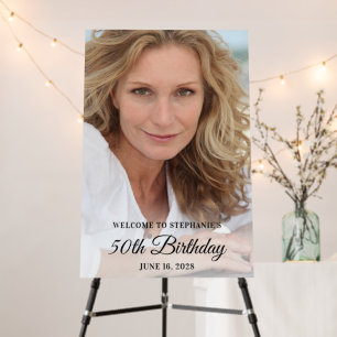 Elegant Script 50th Birthday Photo Foam Board