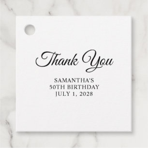Elegant Script 50th Birthday Thank You Favor Tags