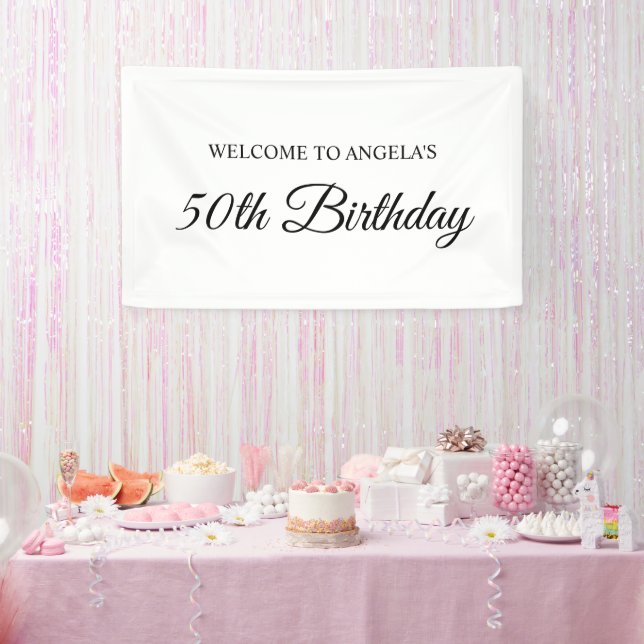 Elegant Script 50th Birthday Welcome Banner (Party)