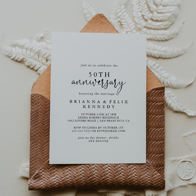 Elegant Script 50th Wedding Anniversary  Invitation (Creator Uploaded)