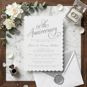 Elegant Script 60th Diamond Wedding Anniversary Invitation