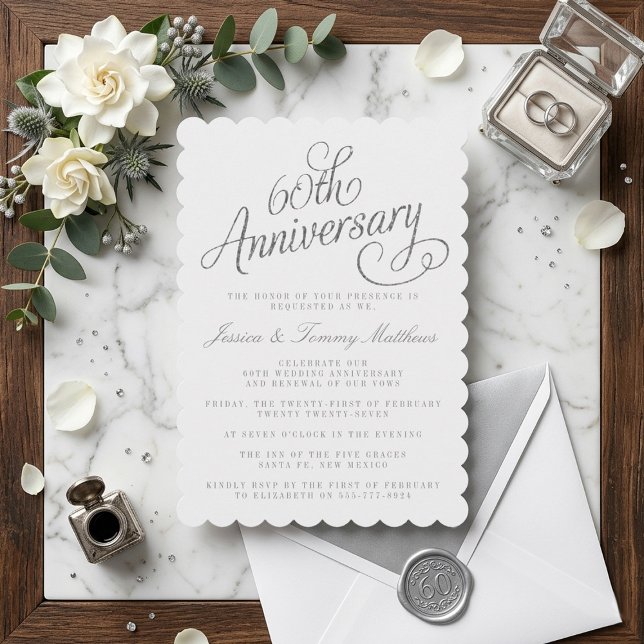 Elegant Script 60th Diamond Wedding Anniversary Invitation (Creator Uploaded)