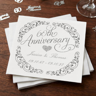 Elegant Script 60th Diamond Wedding Anniversary Napkins