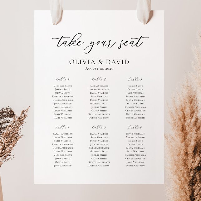 Elegant Script 6 Tables Welcome Seating Chart (Creator Uploaded)