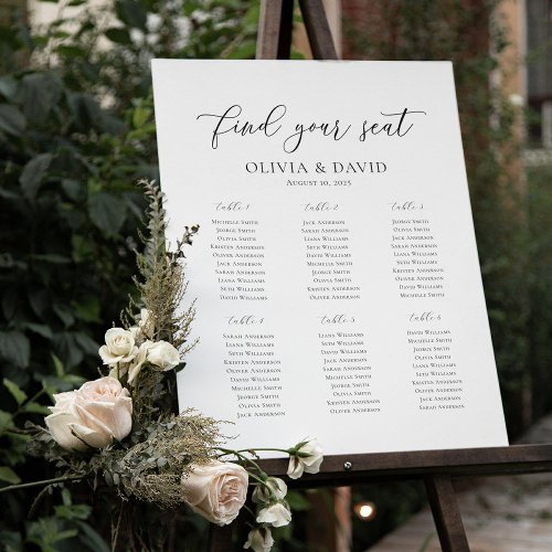 Elegant Script 6 Tables Welcome Seating Chart