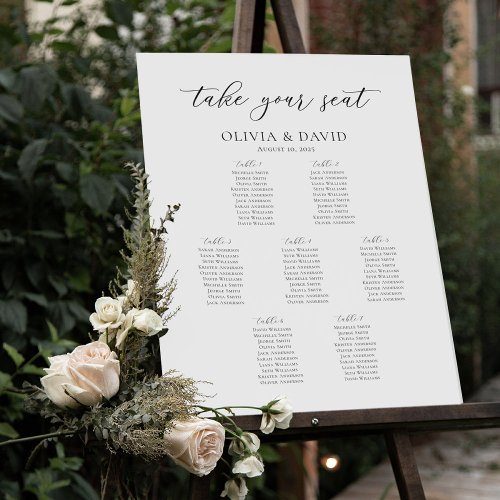 Elegant Script 7 Tables Welcome Seating Chart Foam Board