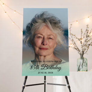 Elegant Script 85th Birthday Light Teal Photo Foam Board