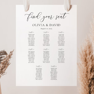 Elegant Script 8 table Seating Chart Foam Board