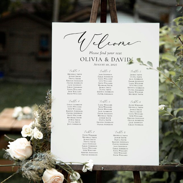 Elegant Script 8 Tables Welcome Seating Chart Foam Board (Creator Uploaded)
