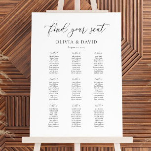 Elegant Script 9 table Seating Chart Foam Board