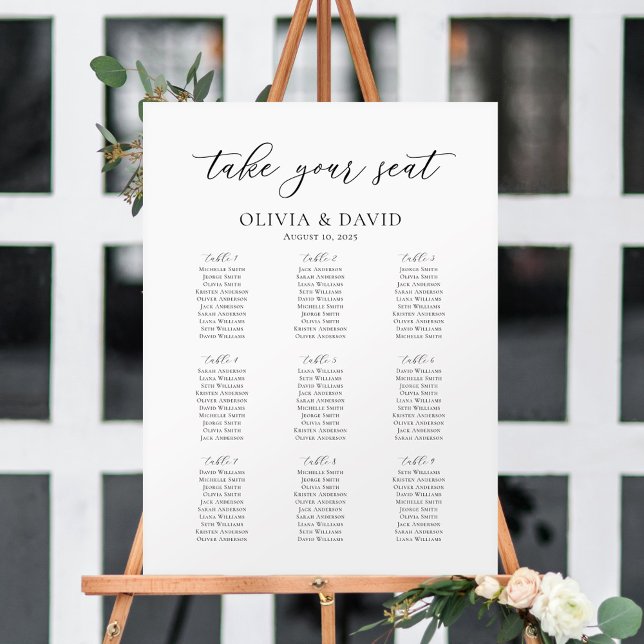 Elegant Script 9 Tables Welcome Seating Chart Foam Board (Creator Uploaded)
