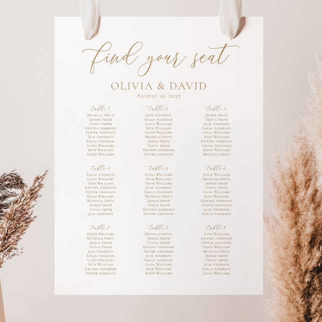 Elegant Script 9 Tables Welcome Seating Chart Foam Board (Creator Uploaded)