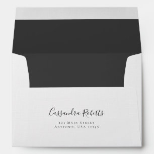 Elegant Script A7 Gray White Return Address Envelope