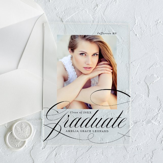 Elegant Script Acrylic Graduation Announcement (Creator Uploaded)