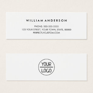 Elegant script add logo white Mini Business Card