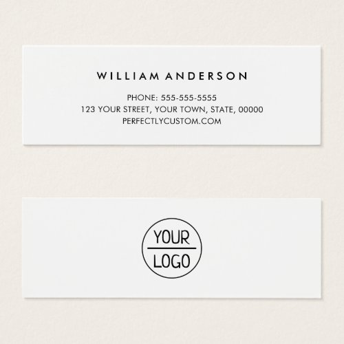 Elegant script add logo white Mini Business Card